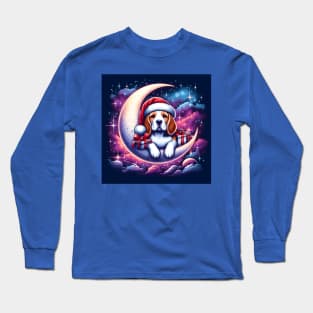 Beagle Dog On The Moon Christmas Long Sleeve T-Shirt